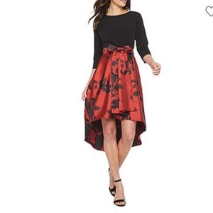 R & K Originals 3/4 Sleeve Hi Lo Fit & Flare Dress